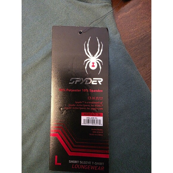 New Spyder Mens Green Loungewear T-Shirt Activewear Moisture Wicking Top NWT - Picture 5 of 7